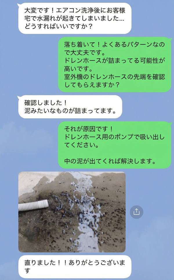 実際のLINEサポートのやり取り